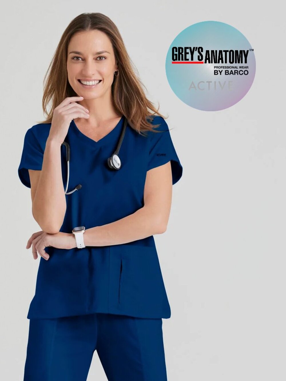 GREY’S ANATOMY by Barco ~ ACTIVE Scrub Top ~ 2XL Indigo Navy ~ LIKE NEW